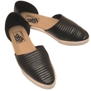 VANS Black Moto Leather D’ Orsay Low Profile Slip on Sneaker Shoes Size: 8